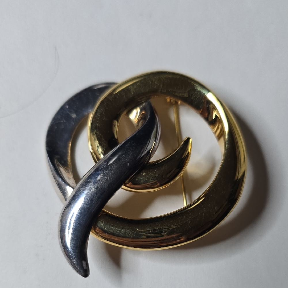 Gold and Silver Swirl Brooch